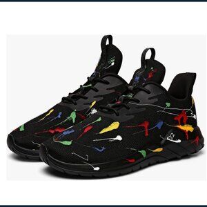 Soulsfeng Womens Fitness Shoes--Black with paint splotch, casual street style